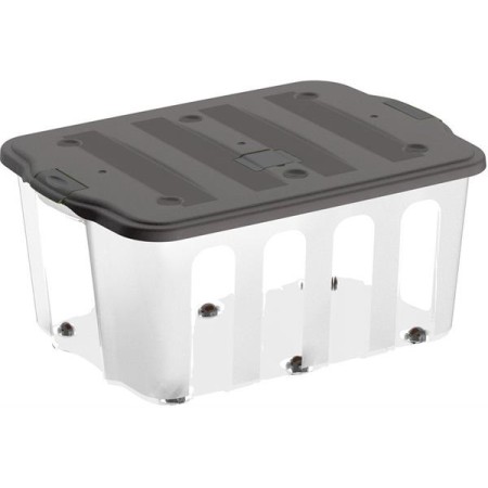 Caixa Organização BigBox 110 Lts Transparente c/ Tampa Antracite