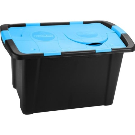 Caixa Organização FORTE 50 lts c/ Tampa Azul Cian