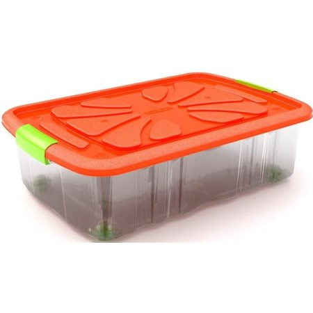 Caixa Organização EasyBox 25 lts Transp. Tampa Laranja