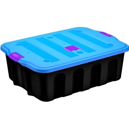 Caixa Organização BigBox 78 lts Preta Tampa Azul Cian