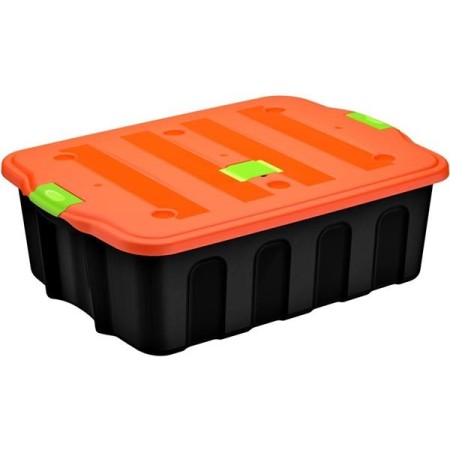 Caixa Organização BigBox 78 lts Preta Tampa Laranja