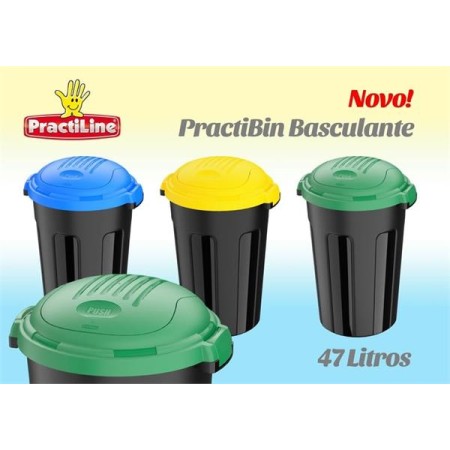 Balde Lixo 47 Lt. Preto c/Tampa Basculante Verde