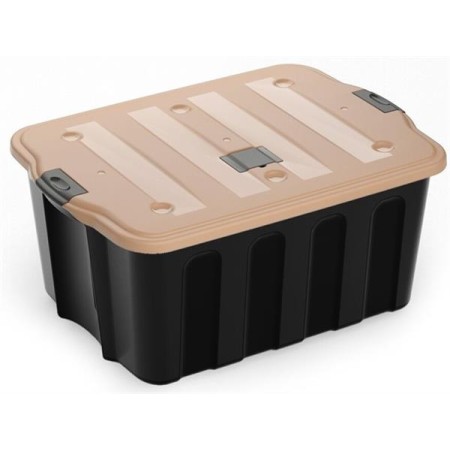 Caixa Organização BigBox 110 Lts Preta c/ Tampa Latte Bege
