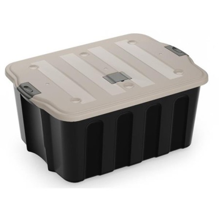 Caixa Organização BigBox 110 Lts Preta c/ Tampa Taupe Grey