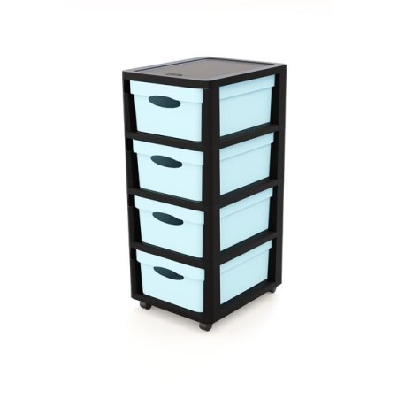 Gaveteiro Preto SallyKart Box 4 Gavetas Artic Blue