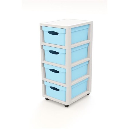 Gaveteiro CinzaSallyKart Box 4 Gavetas Azul Bebe
