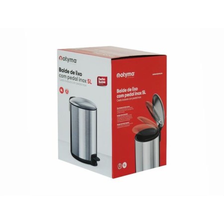 Balde Lixo Inox C/Pedal 5 Lts C/Fecho Suave