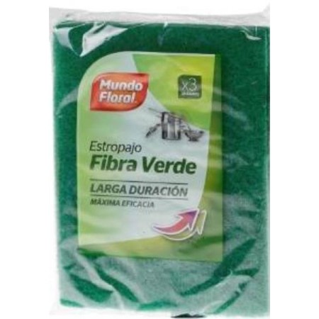 Mundo Floral Esfregao Fibra Verde PK3