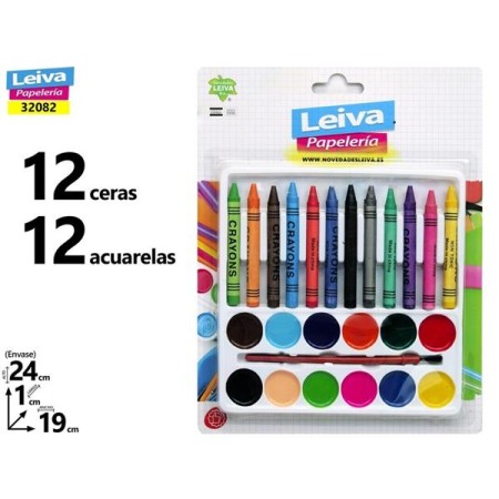 Conj Lapis de Cera e Aguarelas 24 PÇs