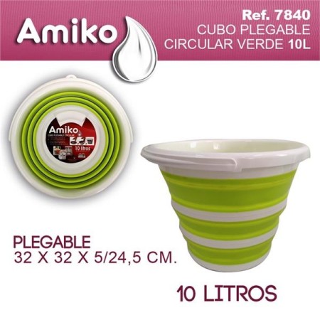 Balde Redondo Dobravel 10 Lts Verde Diam. 32 Cm x Alt. 5-24.5 Cm