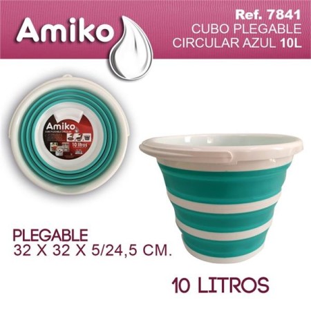 Balde Redondo Dobravel 10 Lts Azul  Diam. 32 Cm x Alt. 5-24.5 Cm